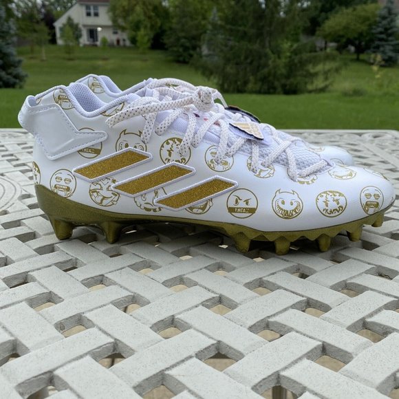 Adidas Freak 22 Big Mood DSG SM Emoji White Gold Football Cleats Men's Size 13 - Picture 2 of 9
